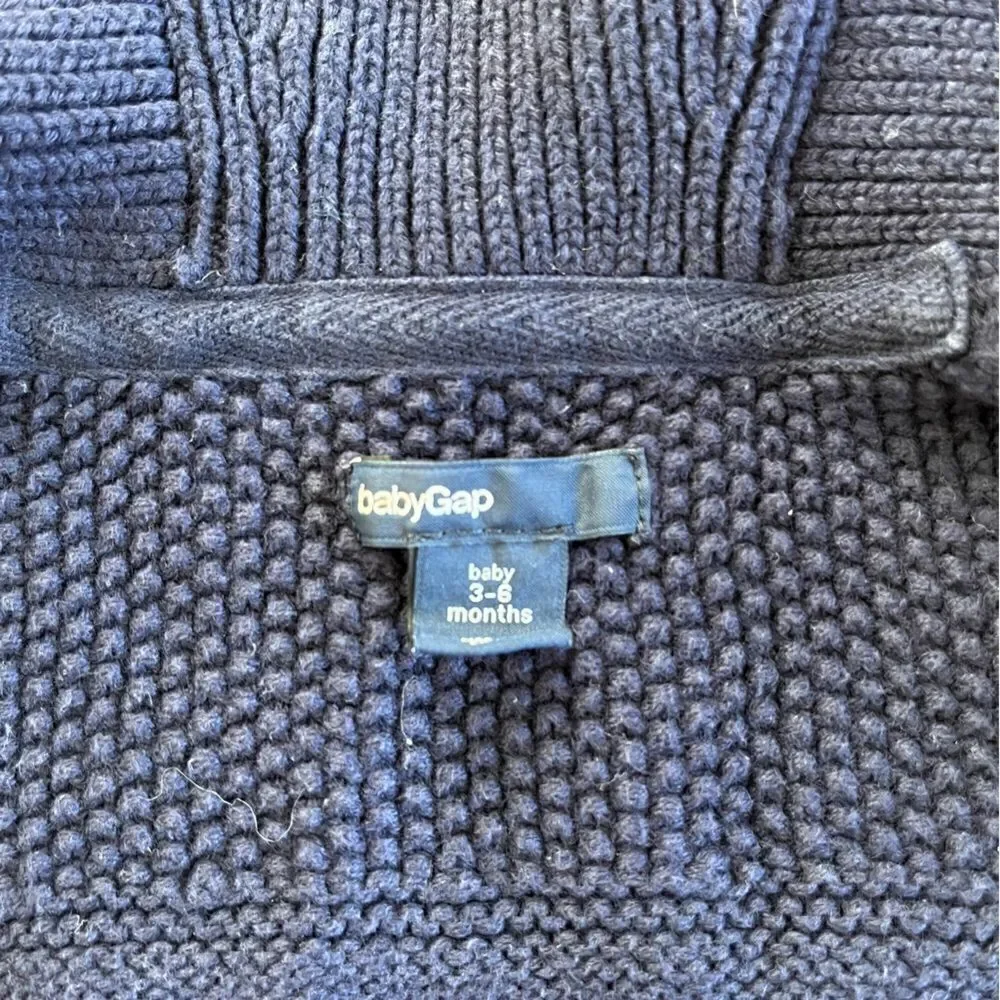 GAP Baby Gap 100% Cotton Toggle Closure Collared Navy Cardigan Size 3-6 months